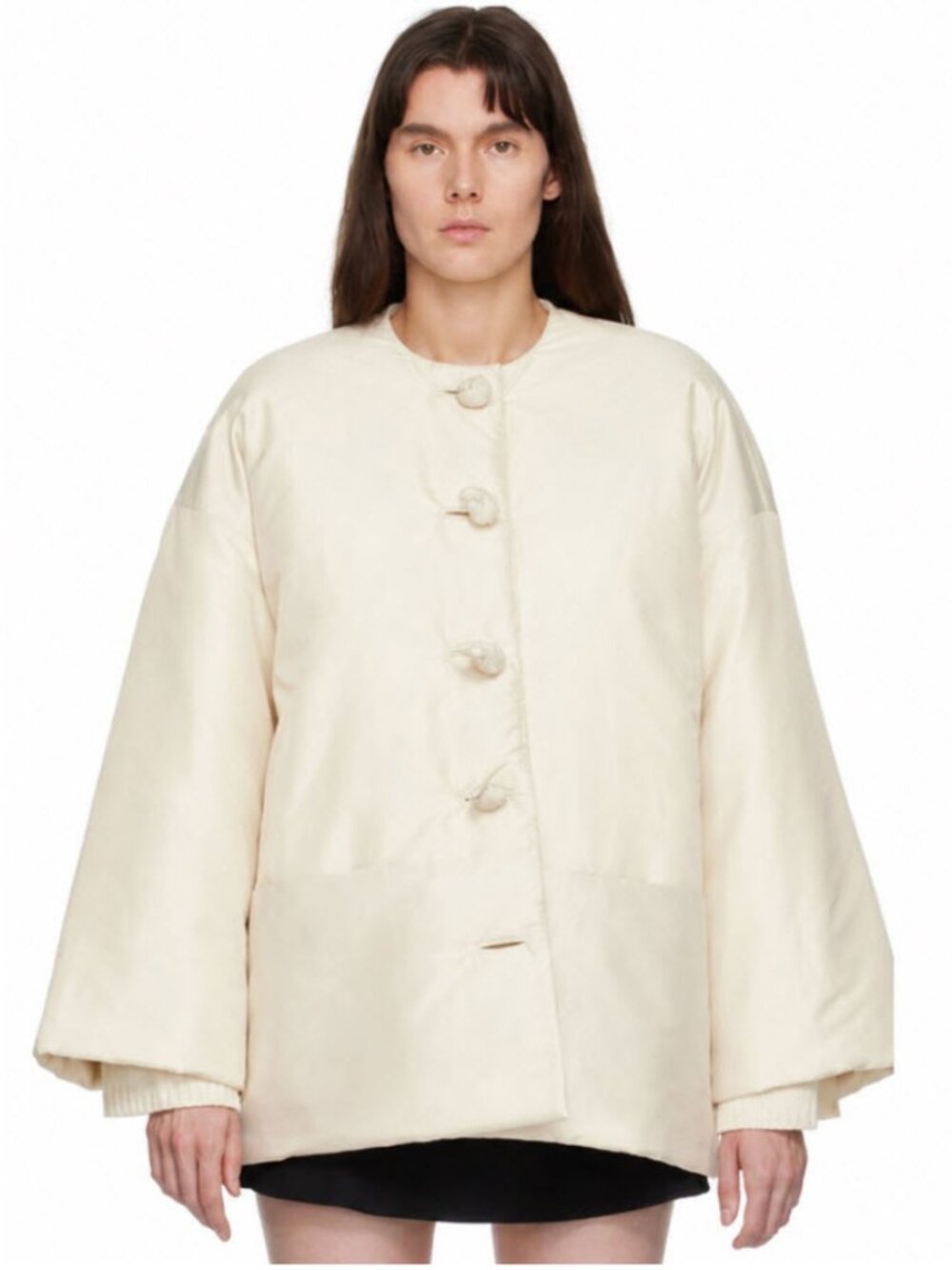 TOTEME Cream Oversized Padded Jacket EU 34 Minimalist Puffer